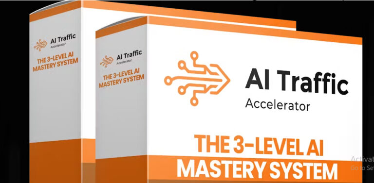 AI Traffic Accelerator dashboard showing automated traffic and sales system with no content creation needed