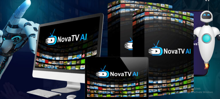 NovaTV AI dashboard interface showing 400+ channels across 250 niches and 100+ languages