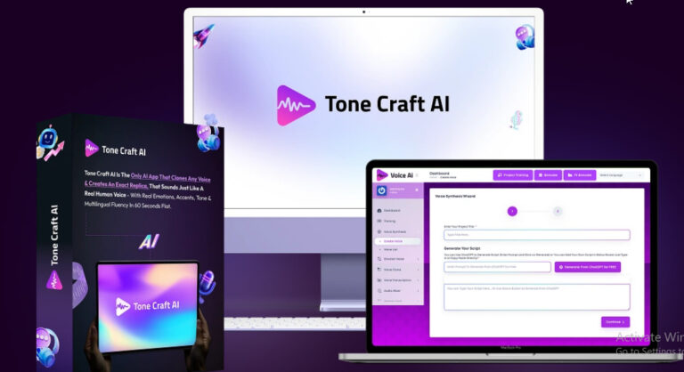 Instagram promotional post showing Tone Craft AI's ability to clone voices instantly using 2000+ AI voices, 20+ languages, and real human emotions.