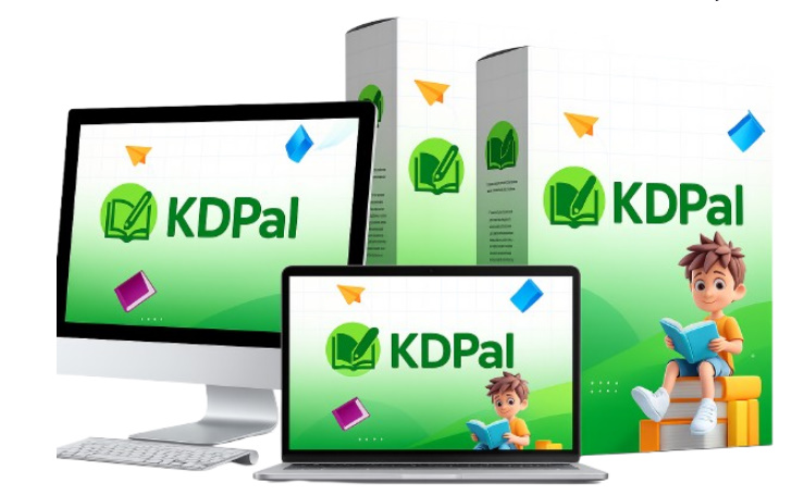 KDPal AI Agent software interface showing automatic kids book creation for Amazon KDP including coloring pages and puzzle books